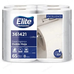Papel Higiénico Doméstico Elite Doble hoja Paquete x 8 Rollos de 65 Metros
